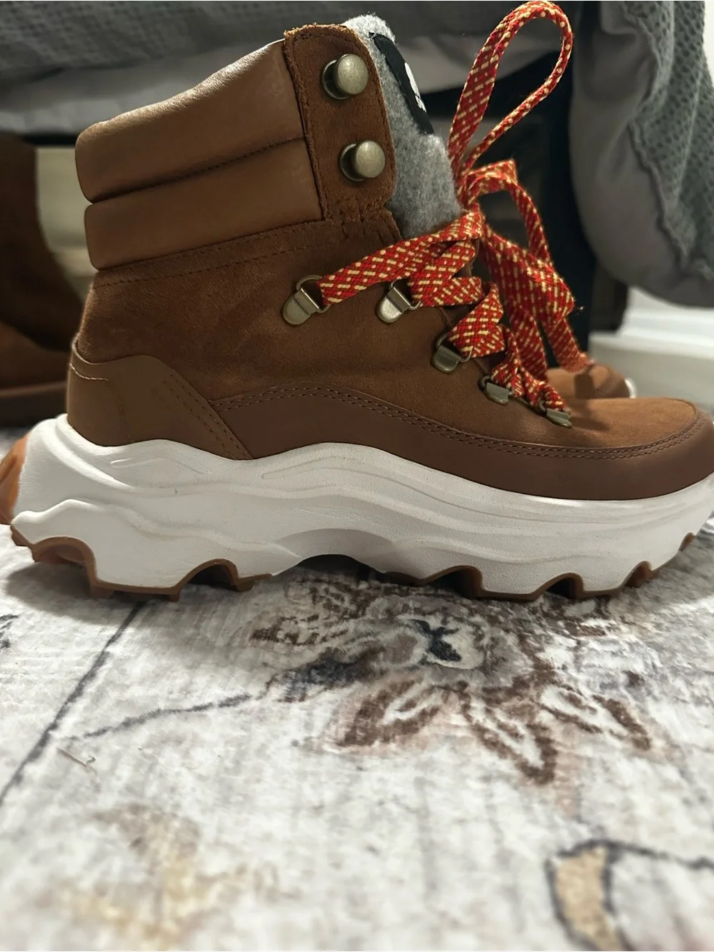 Sorel Women’s camel Hiking Boots with orange Accent Laces